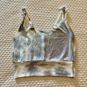 Butter by Kelsey Lefler Gray/Green/Brown/Cream Tie-dye Twisted Strap Bralette